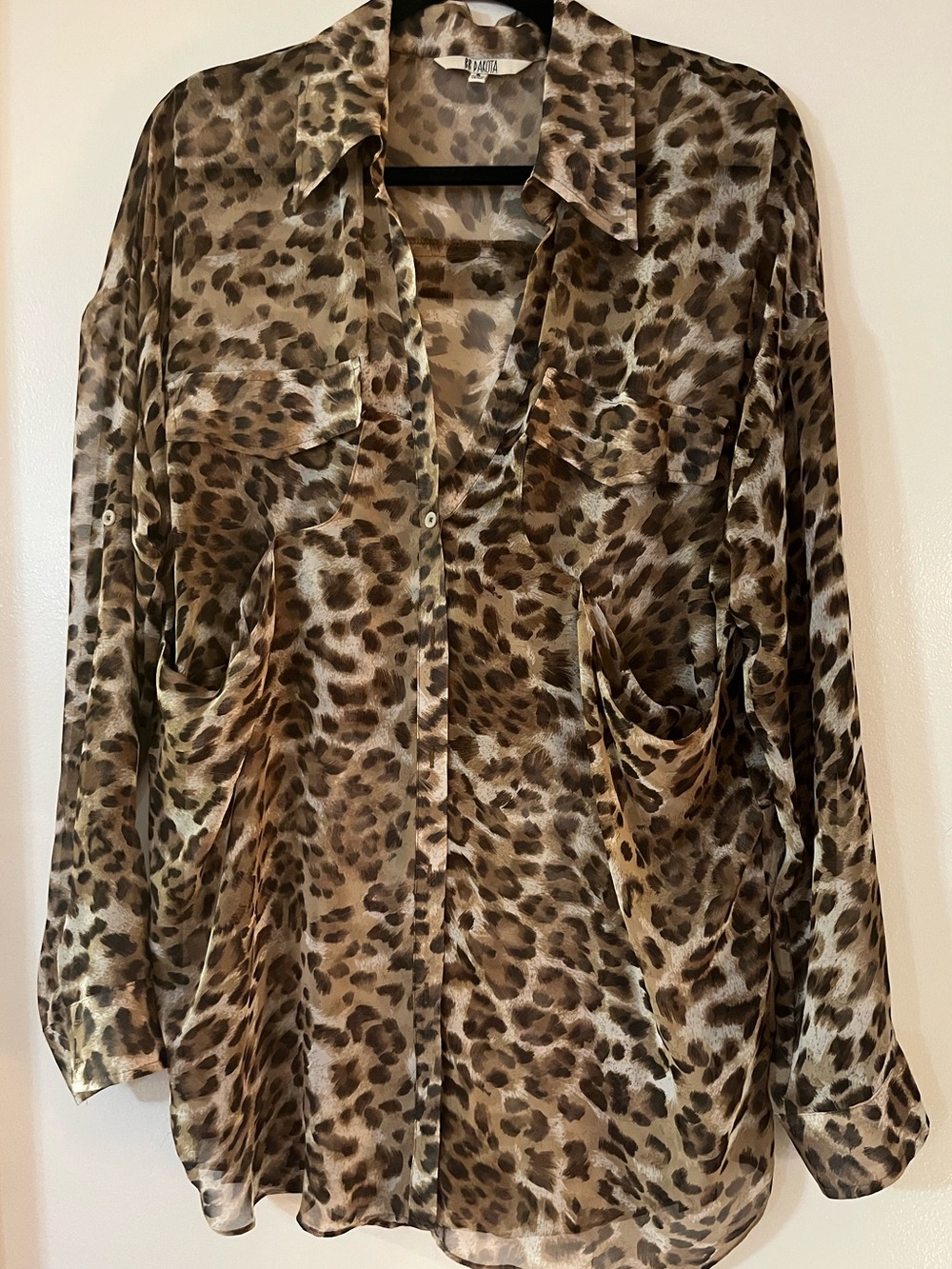 BB Dakota Leopard Print Button-up Tunic Shirt